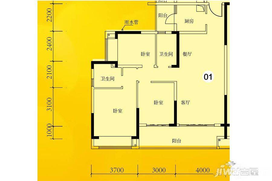 锦绣国际花城3室2厅2卫117.8㎡户型图