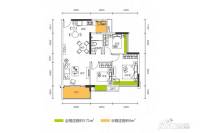 中铭宝翠园3室2厅1卫86㎡户型图