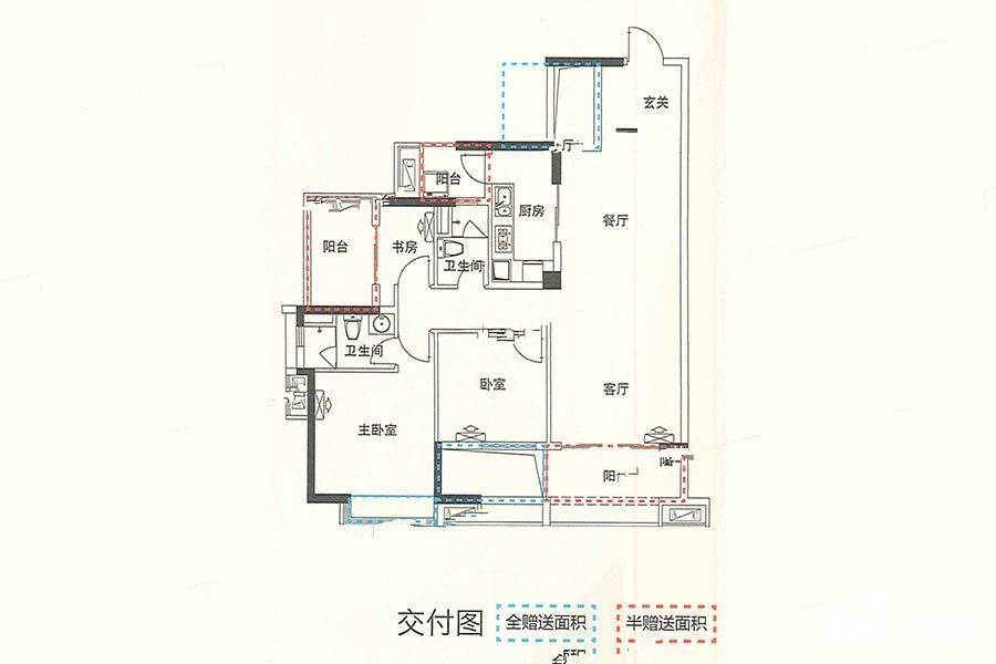 博达外滩3室2厅2卫114㎡户型图