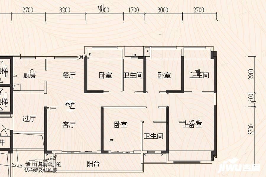 锦绣国际花城4室2厅3卫144.3㎡户型图