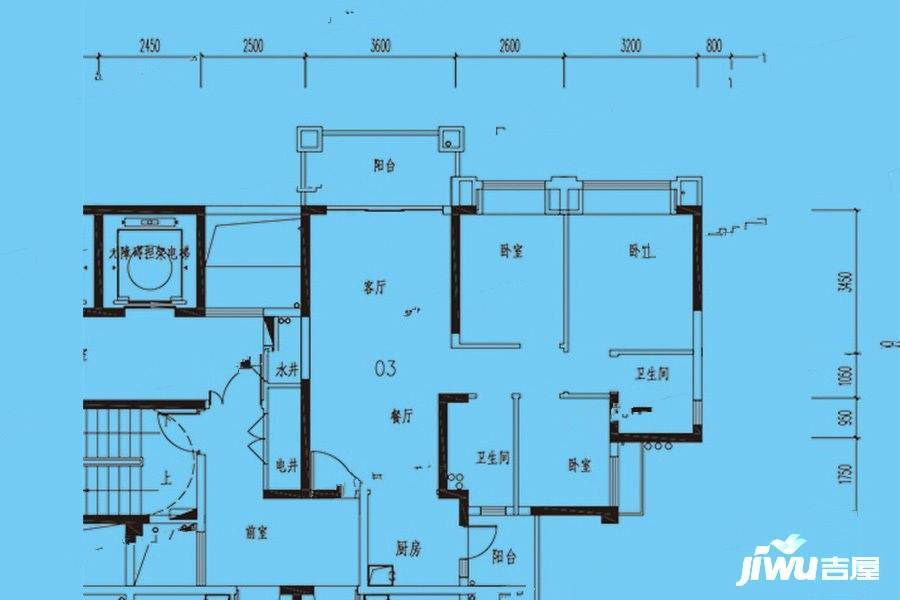 锦绣国际花城3室2厅2卫93.3㎡户型图