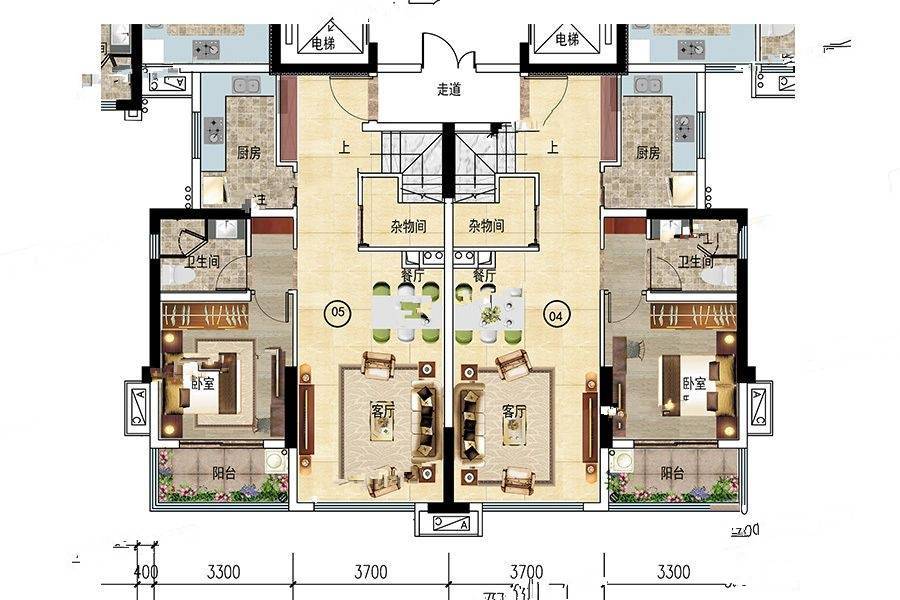 雅居乐民森迪茵湖4室3厅3卫120.6㎡户型图