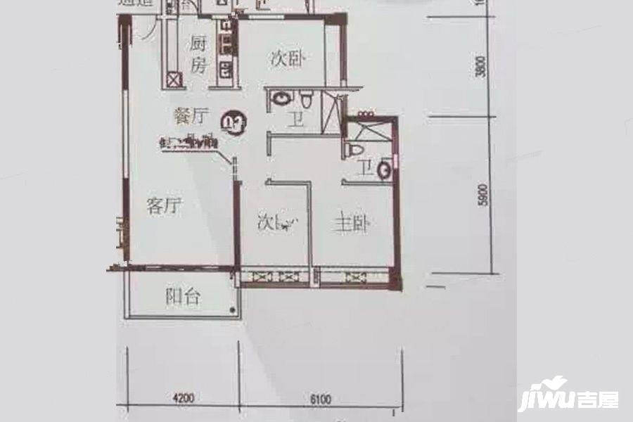 德瑞花园3室2厅2卫118㎡户型图