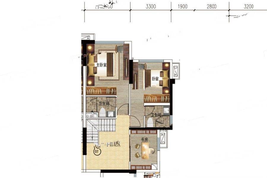 雅居乐民森迪茵湖4室3厅3卫122.6㎡户型图