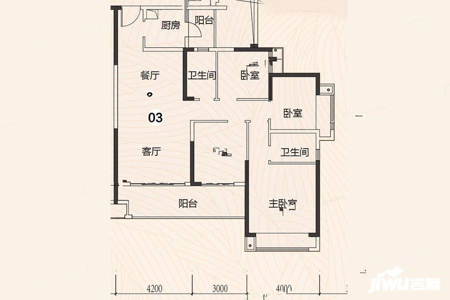 锦绣国际花城4室2厅2卫129.9㎡户型图