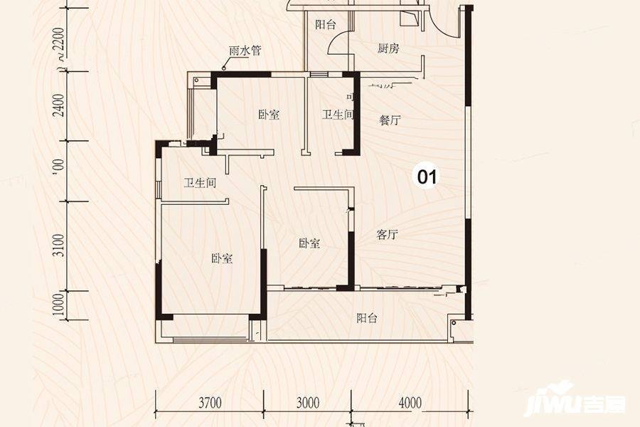 锦绣国际花城3室2厅2卫116.5㎡户型图