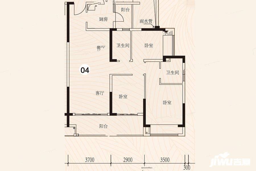 锦绣国际花城3室2厅2卫111㎡户型图