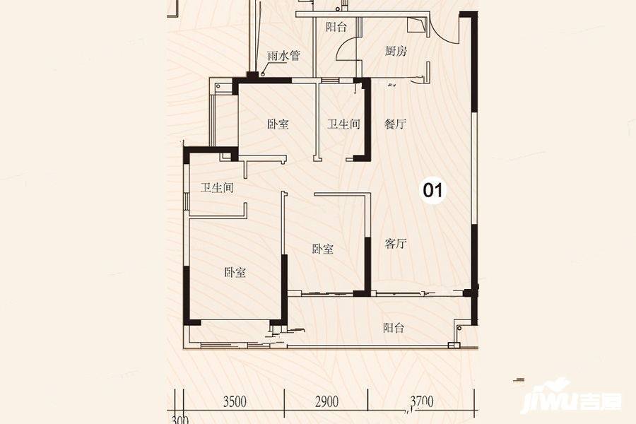 锦绣国际花城3室2厅2卫111.2㎡户型图