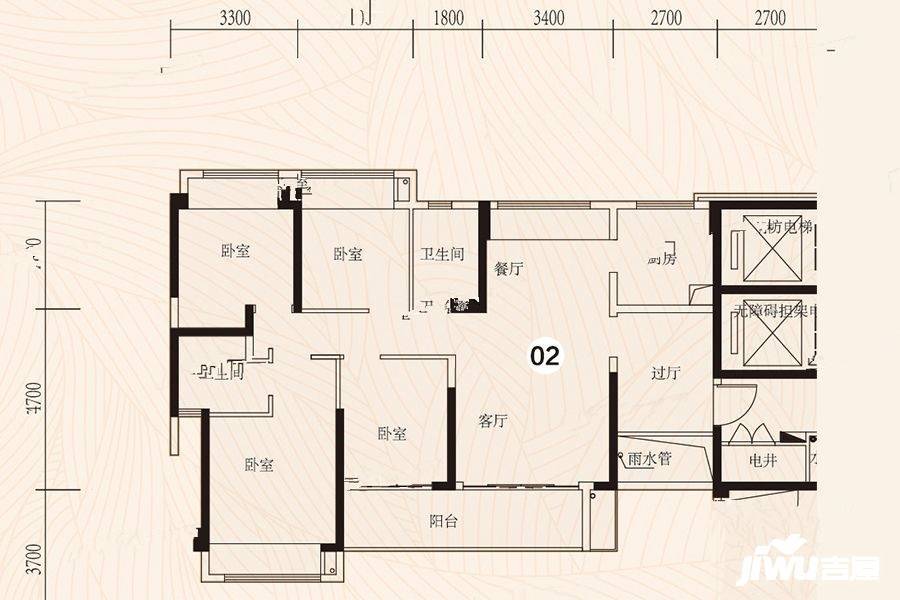 锦绣国际花城4室2厅2卫125㎡户型图