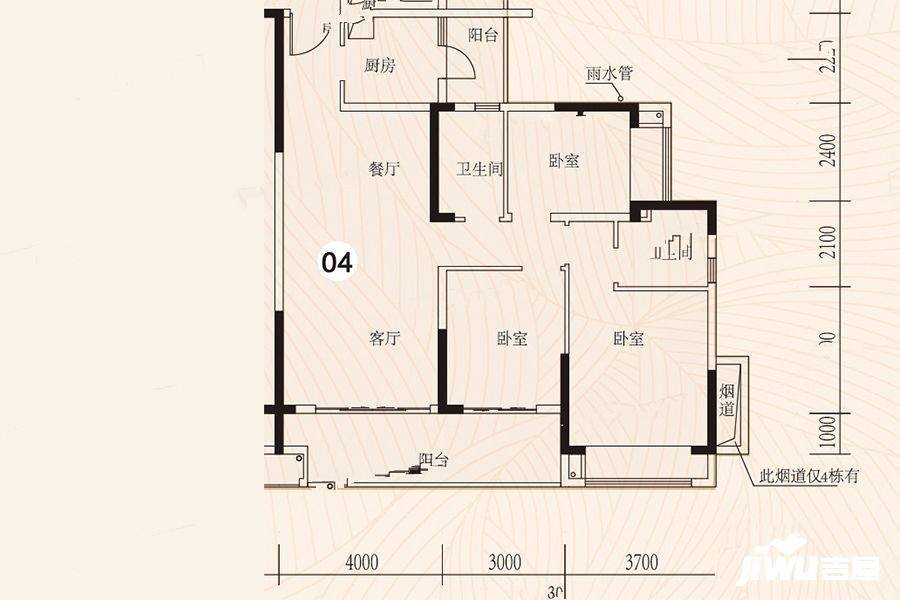 中山錦繡國際花城悅湖居9棟04單元戶型圖_首付金額_3室2廳2衛_116.