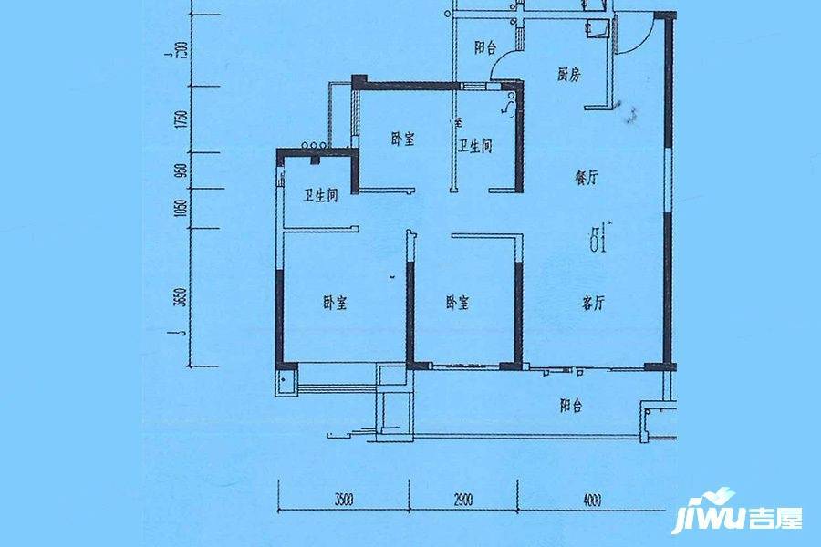 锦绣国际花城3室2厅2卫112.4㎡户型图