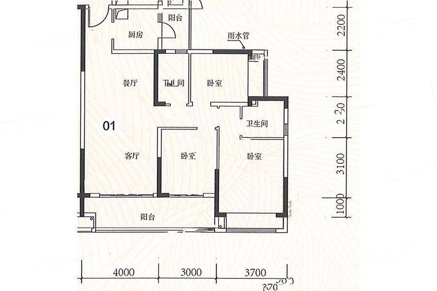 锦绣国际花城3室2厅2卫117.8㎡户型图