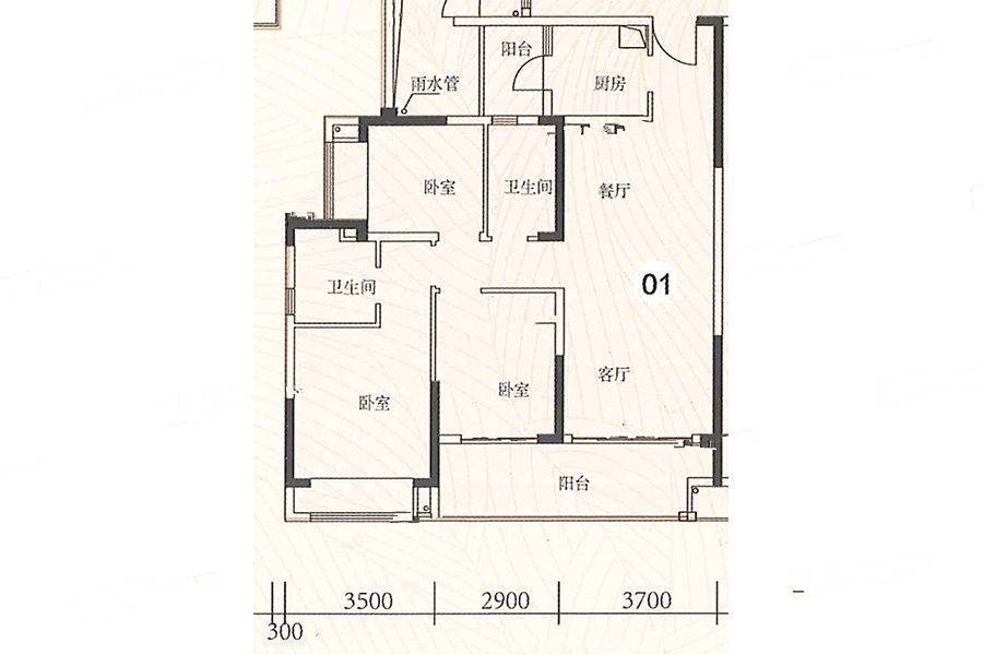 锦绣国际花城3室2厅2卫111㎡户型图