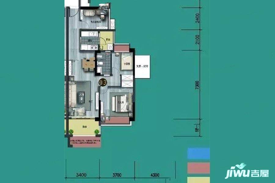 润颐居2室2厅2卫92㎡户型图