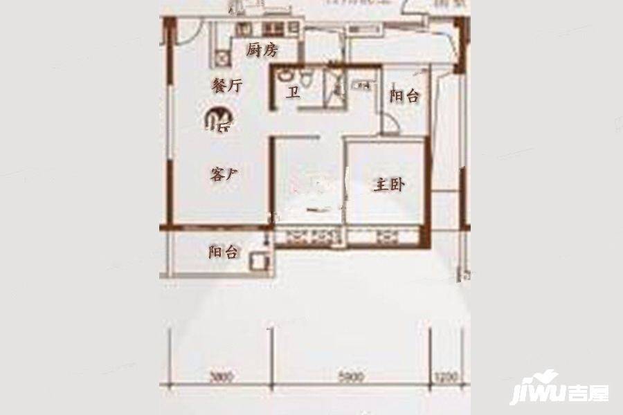 德瑞花园2室2厅1卫87㎡户型图