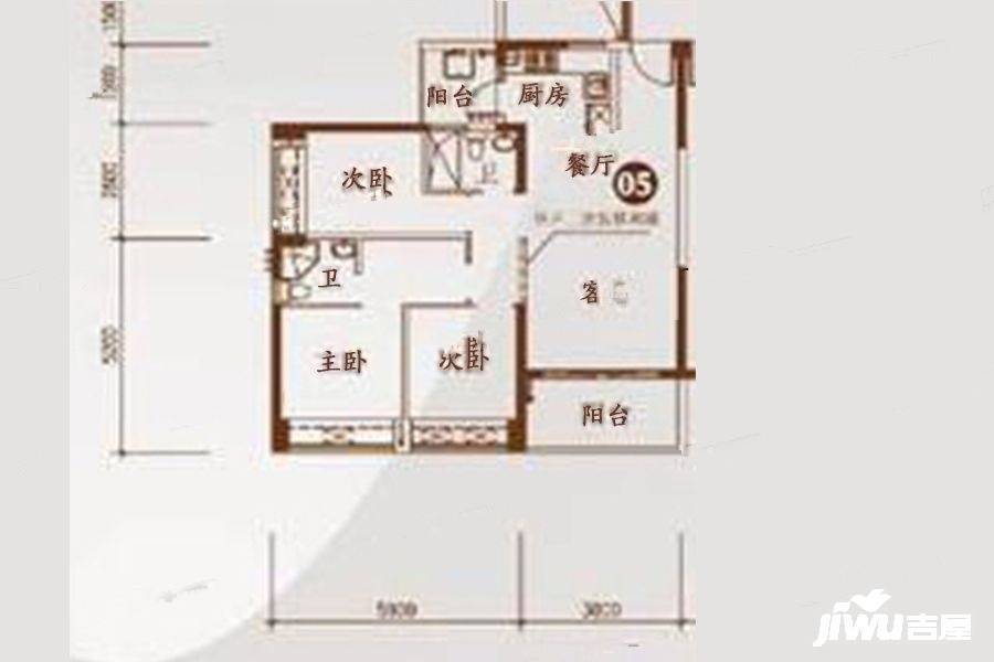 德瑞花园3室2厅2卫95㎡户型图