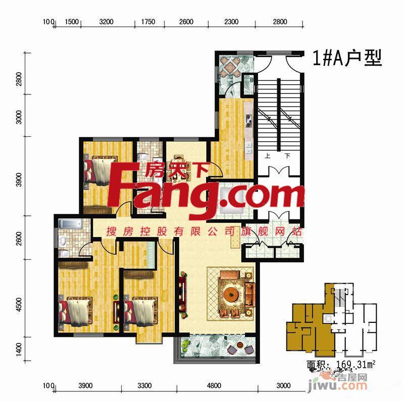 碧水源3室2厅2卫169.3㎡户型图