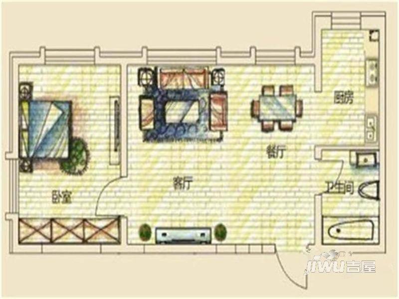 文景国际1室1厅1卫65㎡户型图