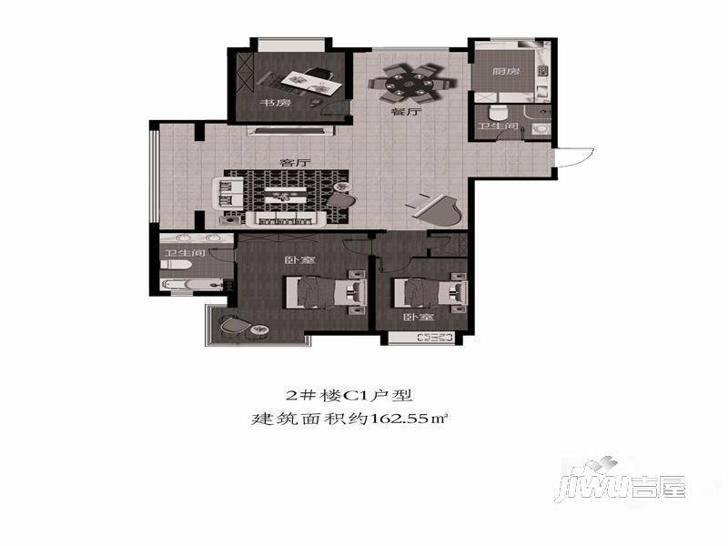 奥林国际3室2厅2卫162.6㎡户型图