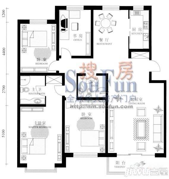 巨海城2室2厅2卫174.8㎡户型图