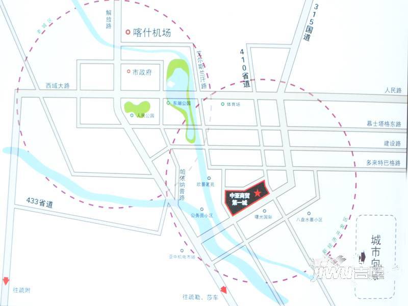 中亚商贸第一城商铺位置交通图