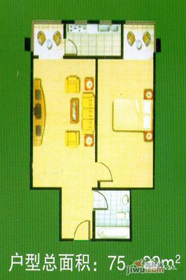 海景华庭2室2厅1卫111.3㎡户型图
