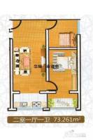 华辉幸福苑2室1厅11卫73.3㎡户型图