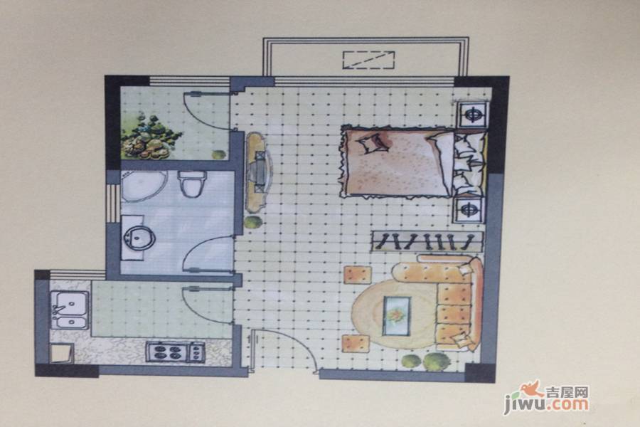 梁城美景1室1厅1卫42.3㎡户型图