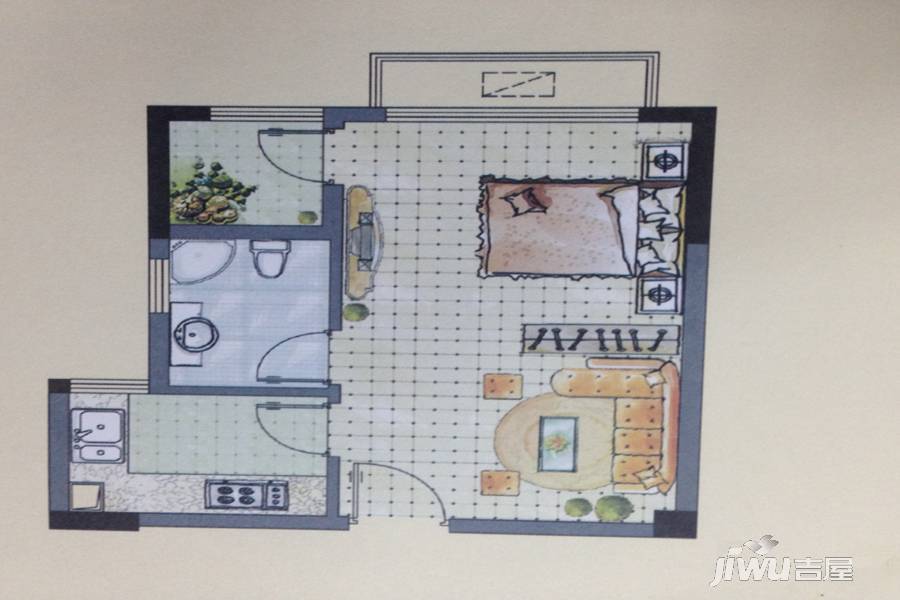 梁城美景1室1厅1卫42.3㎡户型图