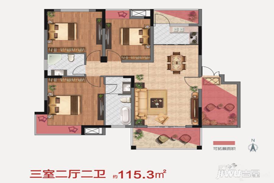 江中盛世峰景
                                                            3房2厅2卫
