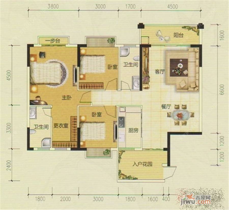 佰世碧翠豪庭3室2厅2卫123.1㎡户型图