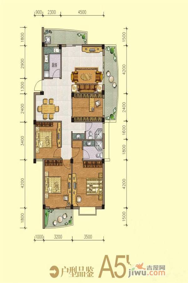 宏源大景城4室3厅3卫127.8㎡户型图