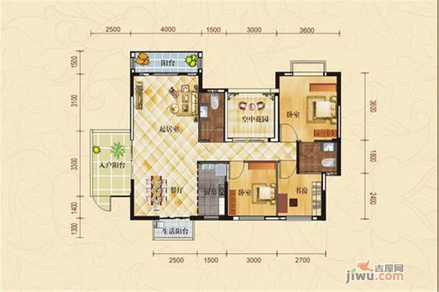 盛城绥尚居2室2厅1卫125㎡户型图