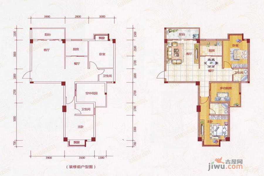 君临天下4室2厅1卫96.1㎡户型图