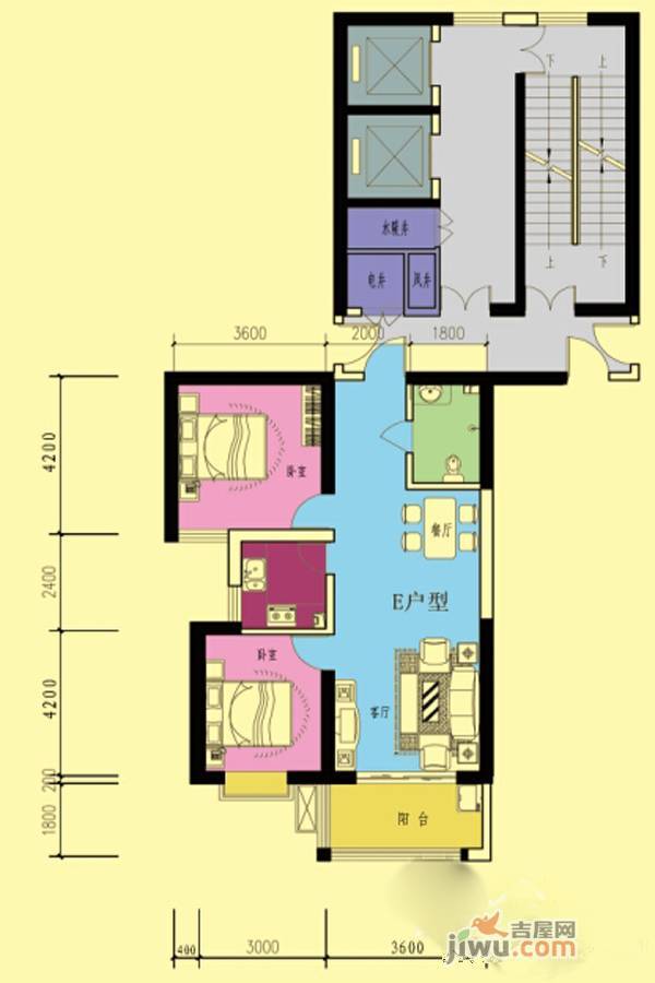 正大东方名城2室2厅1卫101㎡户型图