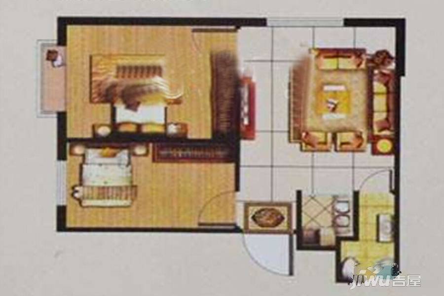 福铭东方御景城2室1厅1卫55.5㎡户型图