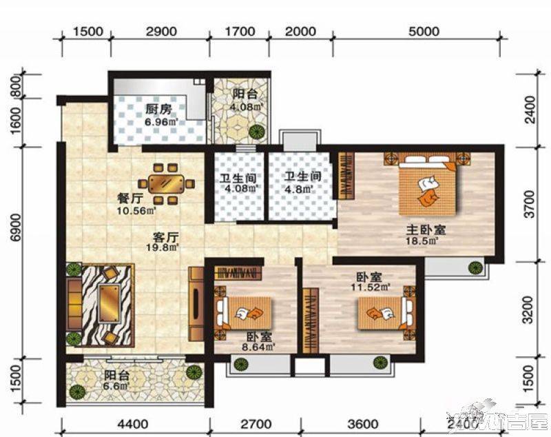 安厦尚城风景3室2厅2卫112.8㎡户型图