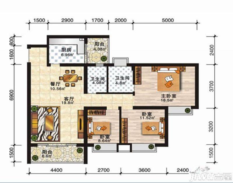 安厦尚城风景3室2厅2卫112.2㎡户型图