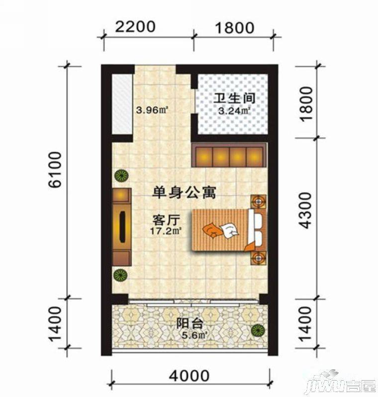 安厦尚城风景普通住宅31.5㎡户型图