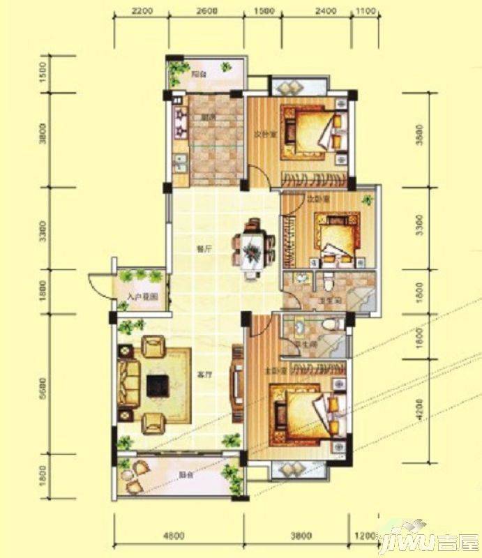 广源国际社区3室2厅2卫143.3㎡户型图