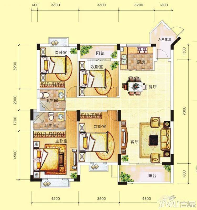 广源国际社区4室2厅2卫162.8㎡户型图