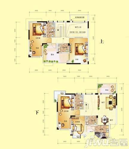 广源国际社区6室3厅4卫195.3㎡户型图