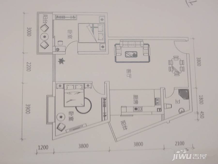 城西大厦2室0厅1卫89.5㎡户型图