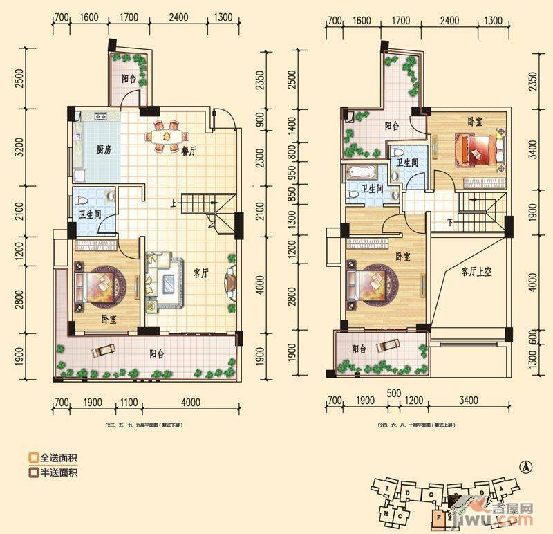 碧园印象桂林3室2厅3卫147㎡户型图