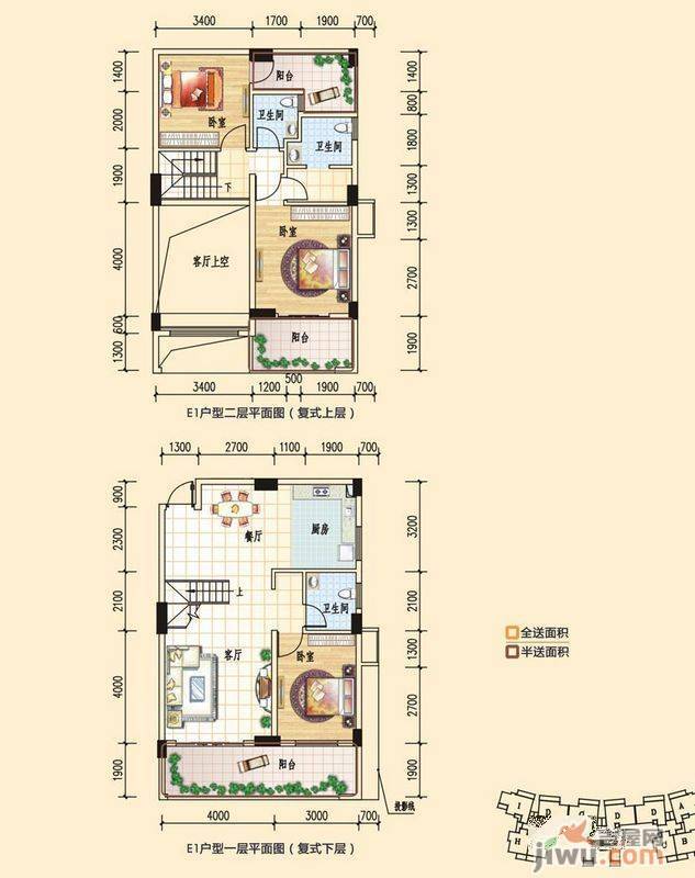 碧园印象桂林3室2厅3卫140㎡户型图