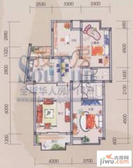 碧园印象桂林3室2厅2卫107㎡户型图