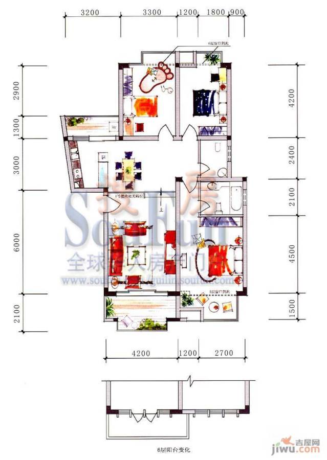 碧园印象桂林3室2厅2卫111㎡户型图