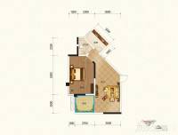 华鼎雍王府1室1厅1卫65.5㎡户型图