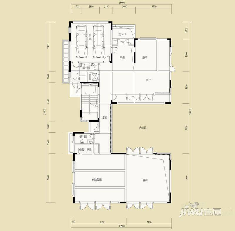 水印长廊3室2厅1卫325.6㎡户型图