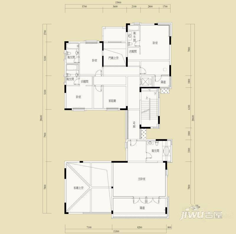 水印长廊4室1厅4卫263.8㎡户型图